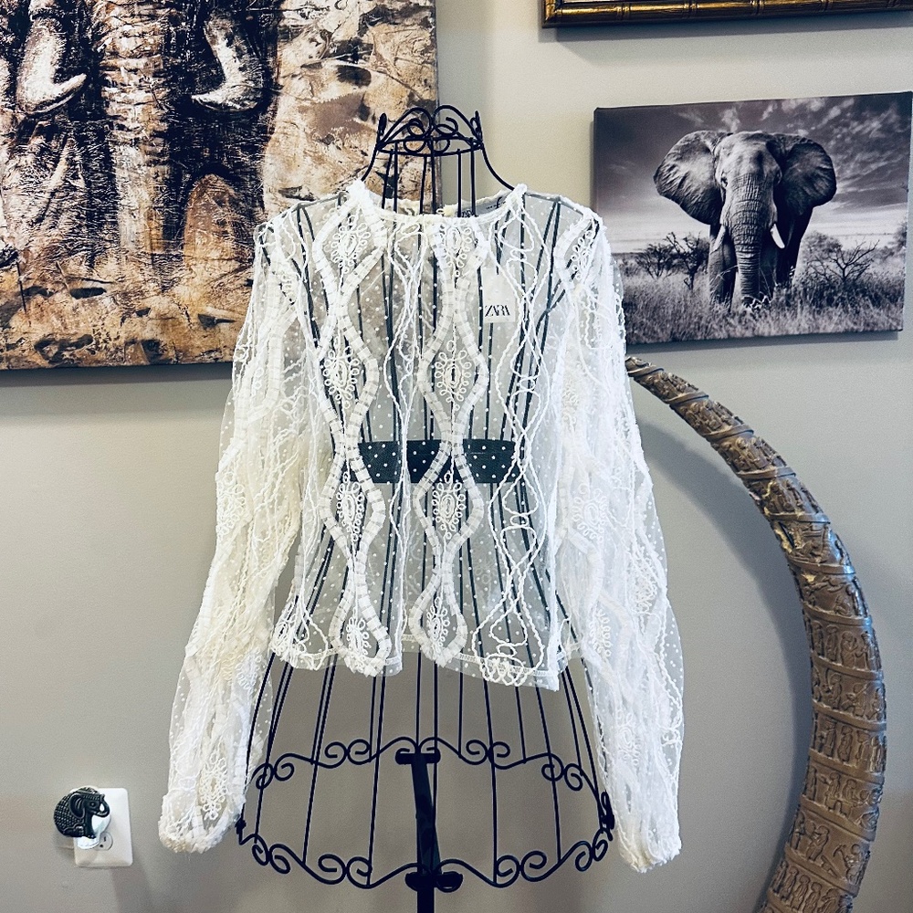 Zara Cream Lace Top